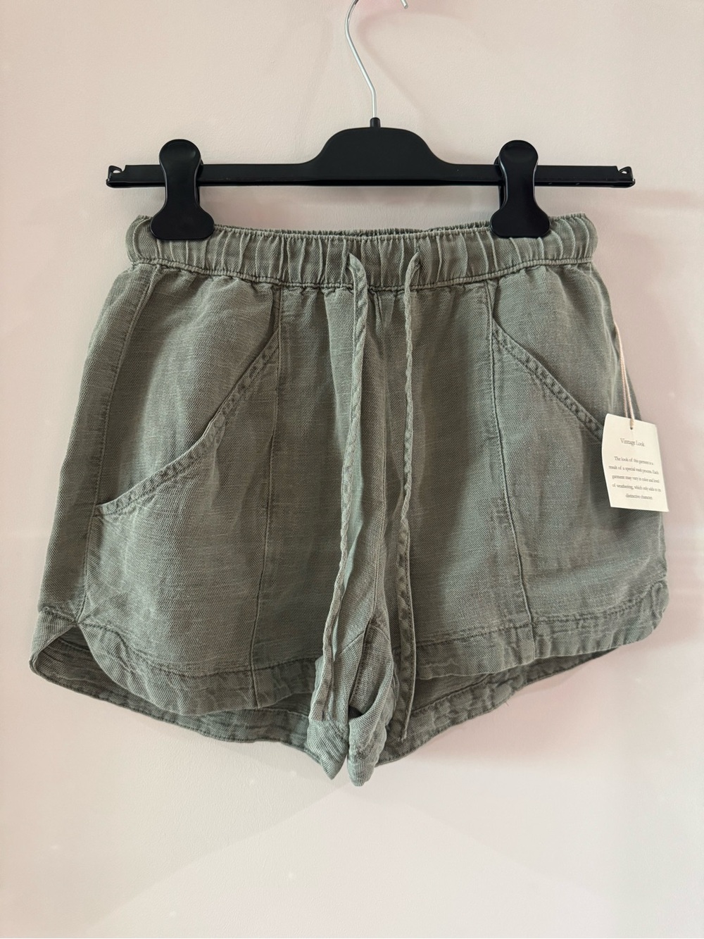 C&C California Olive Drawstring Linen-Blend Athletic Shorts New with tag size XS